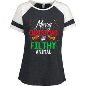 Funny Alone At Home Movies Merry Christmas You Filty Animal Gift Enza Ladies Jersey Colorblock Tee