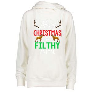 Funny Alone At Home Movies Merry Christmas You Filty Animal Gift Womens Funnel Neck Pullover Hood