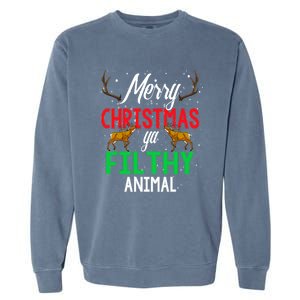 Funny Alone At Home Movies Merry Christmas You Filty Animal Gift Garment-Dyed Sweatshirt