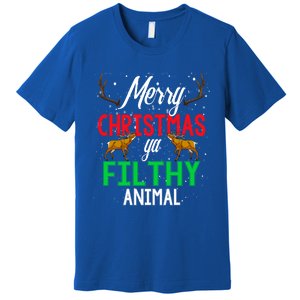 Funny Alone At Home Movies Merry Christmas You Filty Animal Gift Premium T-Shirt