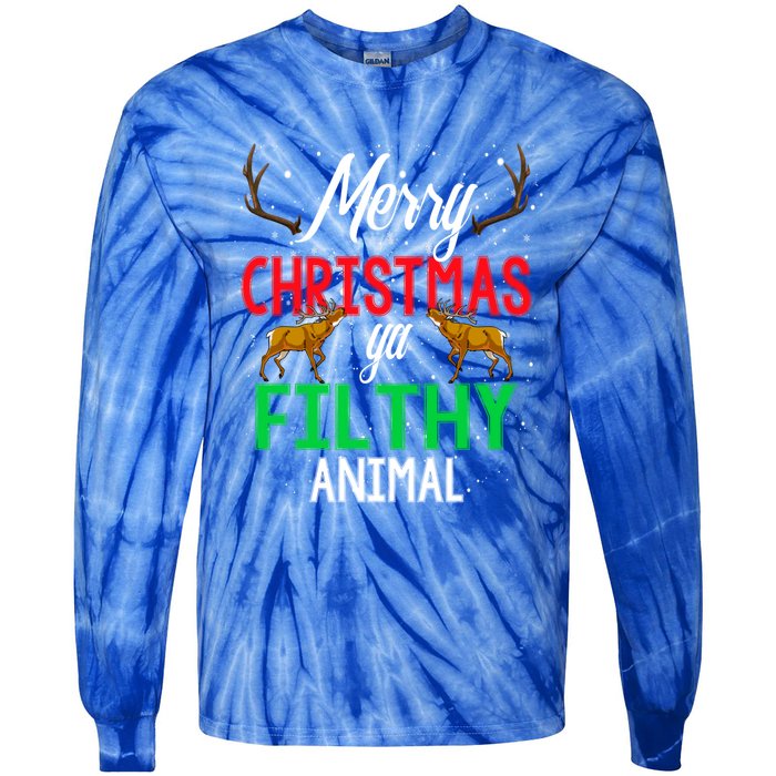 Funny Alone At Home Movies Merry Christmas You Filty Animal Gift Tie-Dye Long Sleeve Shirt