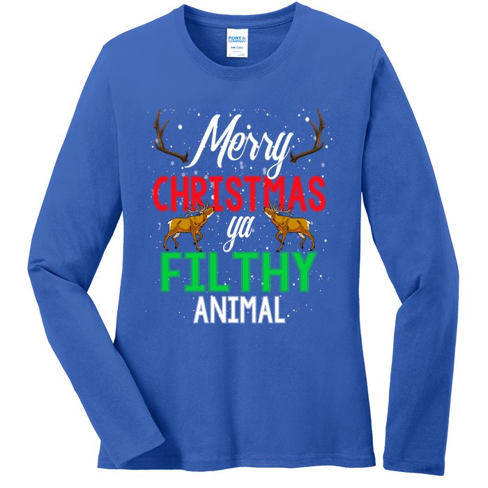 Funny Alone At Home Movies Merry Christmas You Filty Animal Gift Ladies Long Sleeve Shirt