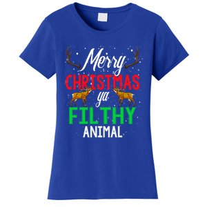 Funny Alone At Home Movies Merry Christmas You Filty Animal Gift Women's T-Shirt