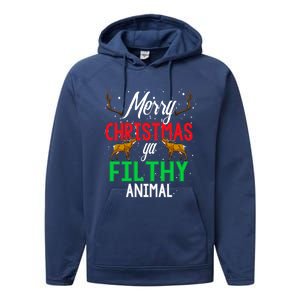 Funny Alone At Home Movies Merry Christmas You Filty Animal Gift Performance Fleece Hoodie