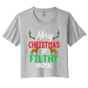 Funny Alone At Home Movies Merry Christmas You Filty Animal Gift Women's Crop Top Tee