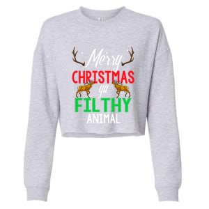 Funny Alone At Home Movies Merry Christmas You Filty Animal Gift Cropped Pullover Crew