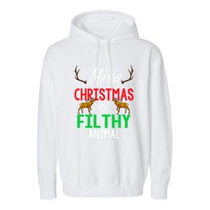 Funny Alone At Home Movies Merry Christmas You Filty Animal Gift Garment-Dyed Fleece Hoodie