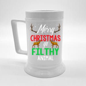 Funny Alone At Home Movies Merry Christmas You Filty Animal Gift Beer Stein