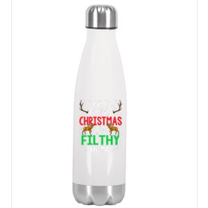 Funny Alone At Home Movies Merry Christmas You Filty Animal Gift Stainless Steel Insulated Water Bottle