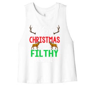 Funny Alone At Home Movies Merry Christmas You Filty Animal Gift Women's Racerback Cropped Tank