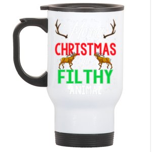 Funny Alone At Home Movies Merry Christmas You Filty Animal Gift Stainless Steel Travel Mug