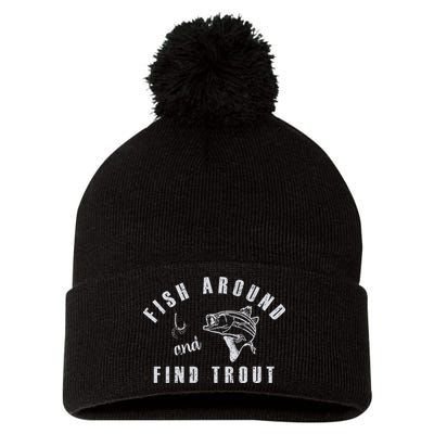 Fish Around And Find Trout Pom Pom 12in Knit Beanie