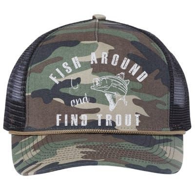 Fish Around And Find Trout Retro Rope Trucker Hat Cap