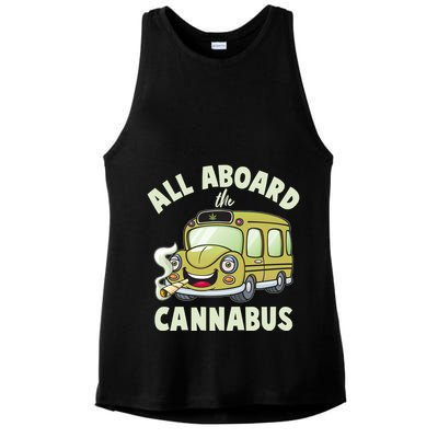 Funny All Aboard The Cannabus Ladies PosiCharge Tri-Blend Wicking Tank