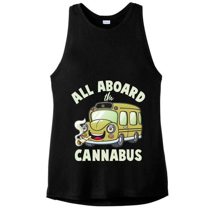 Funny All Aboard The Cannabus Ladies PosiCharge Tri-Blend Wicking Tank