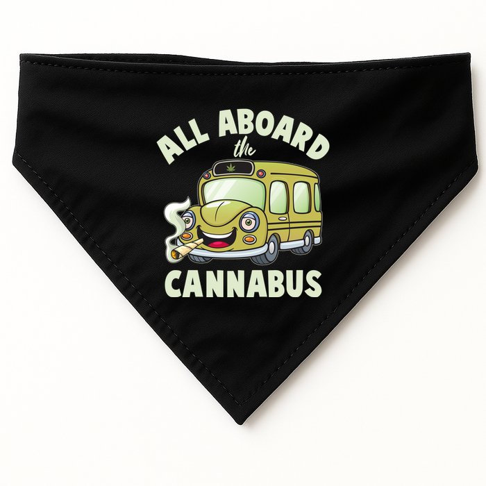Funny All Aboard The Cannabus USA-Made Doggie Bandana
