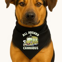 Funny All Aboard The Cannabus USA-Made Doggie Bandana