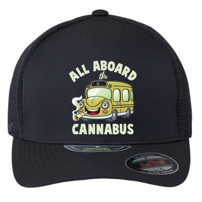 Funny All Aboard The Cannabus Flexfit Unipanel Trucker Cap