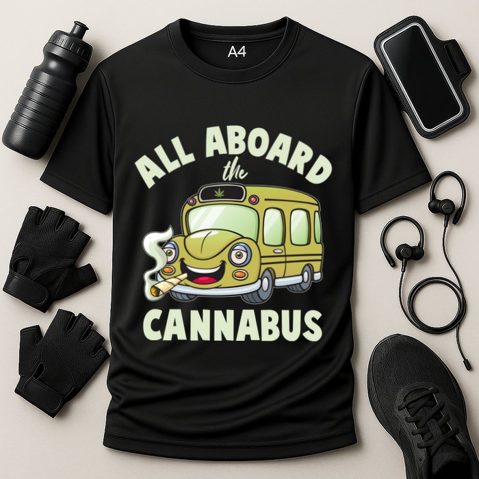 Funny All Aboard The Cannabus Performance Shirt