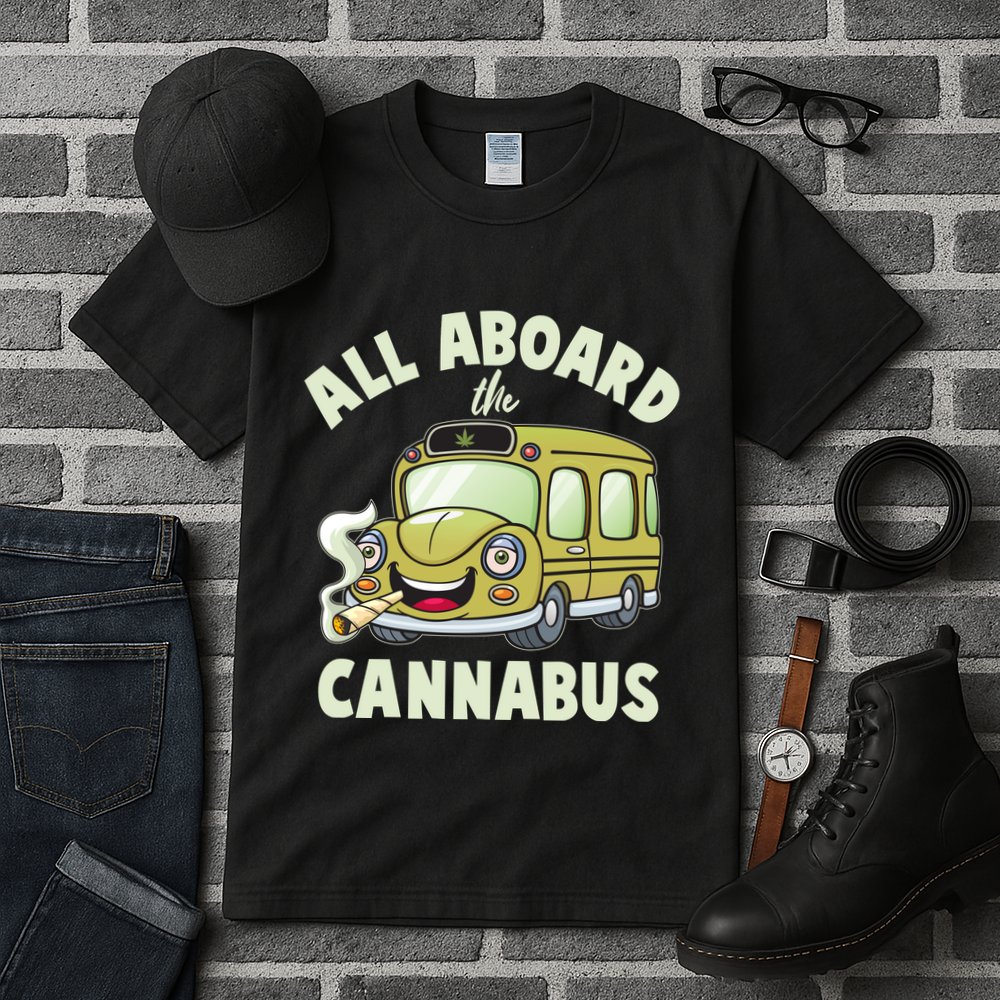 Funny All Aboard The Cannabus Tall T-Shirt