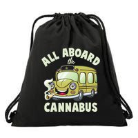 Funny All Aboard The Cannabus Drawstring Bag