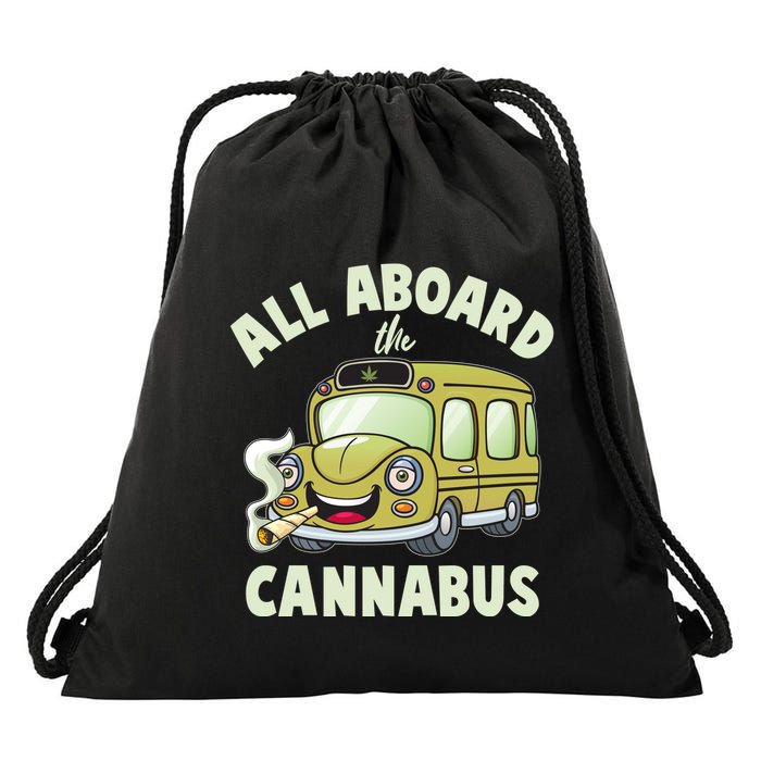 Funny All Aboard The Cannabus Drawstring Bag