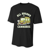 Funny All Aboard The Cannabus Youth Performance Sprint T-Shirt