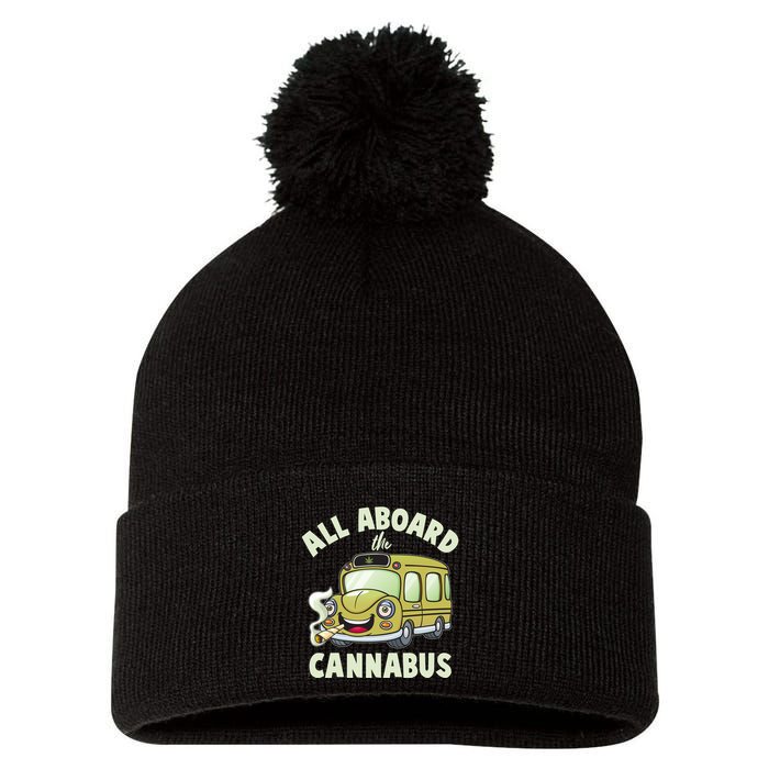 Funny All Aboard The Cannabus Pom Pom 12in Knit Beanie