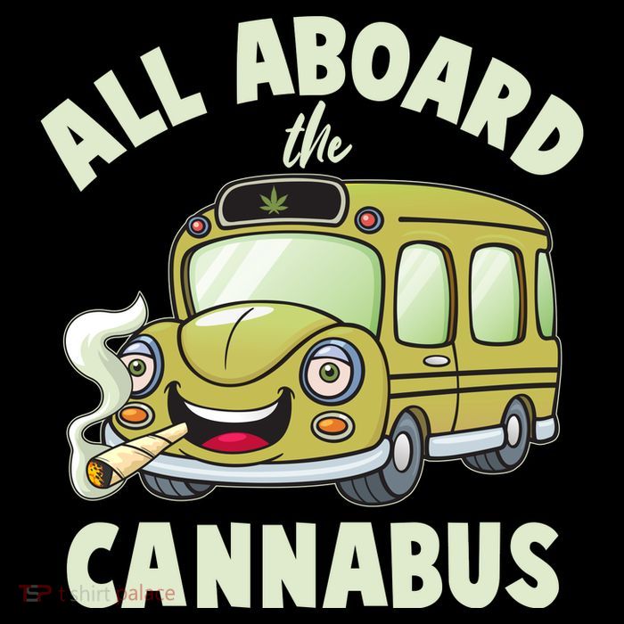 Funny All Aboard The Cannabus Pom Pom 12in Knit Beanie