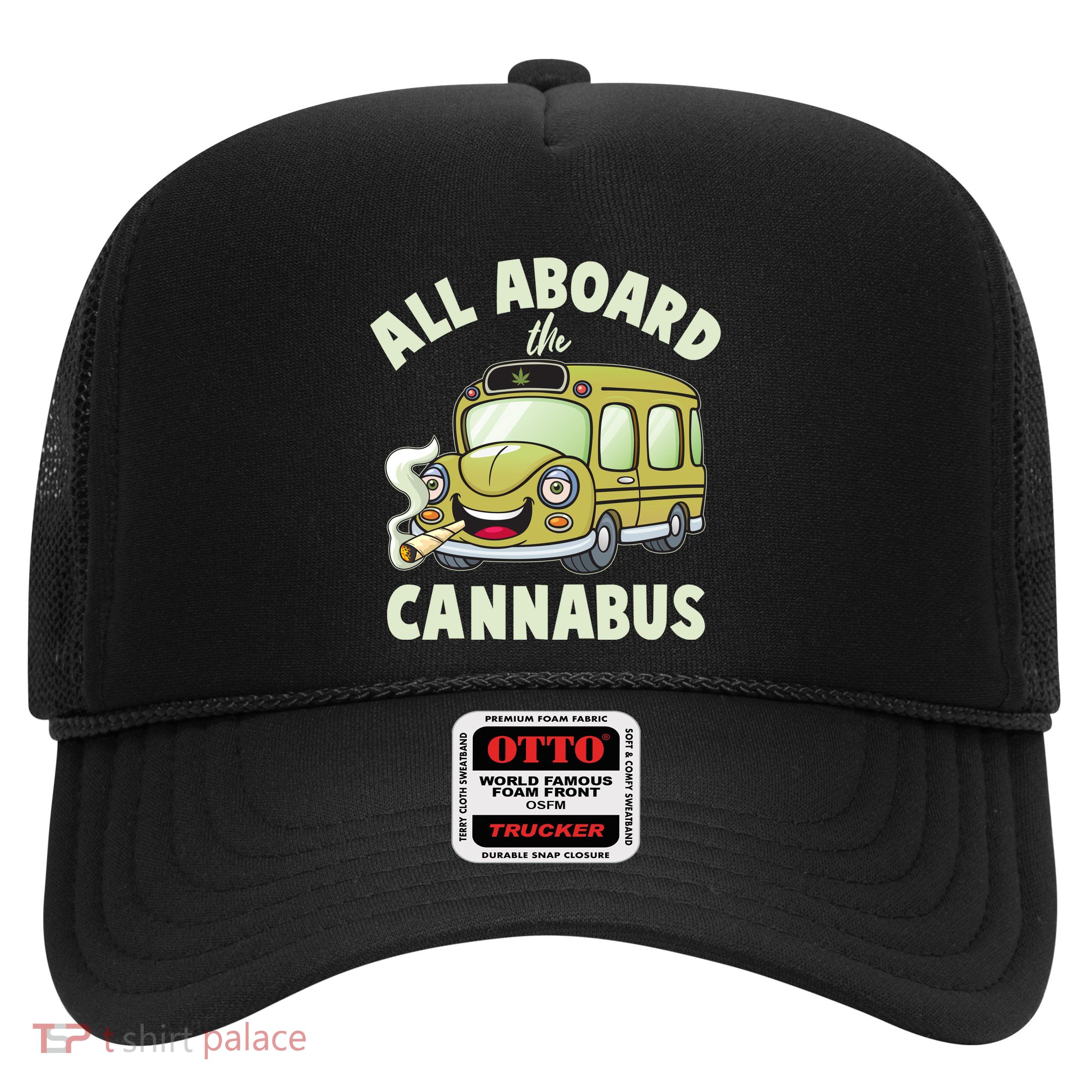 Funny All Aboard The Cannabus Trucker Hat