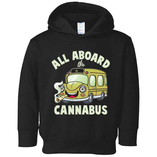 Funny All Aboard The Cannabus Toddler Hoodie