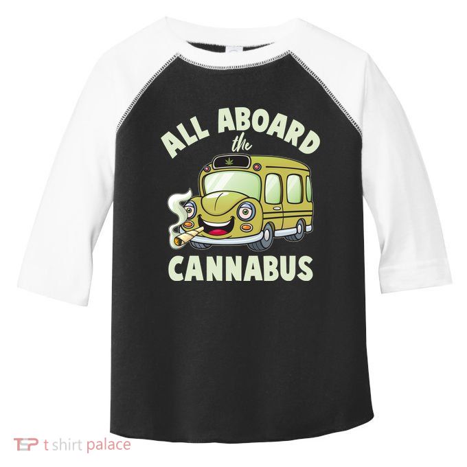 Funny All Aboard The Cannabus Toddler Fine Jersey T-Shirt