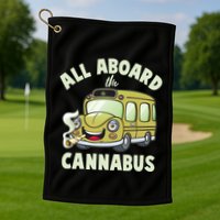 Funny All Aboard The Cannabus Golf Towel