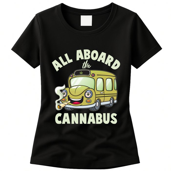 Funny All Aboard The Cannabus Womens T-Shirt
