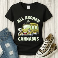 Funny All Aboard The Cannabus Womens T-Shirt