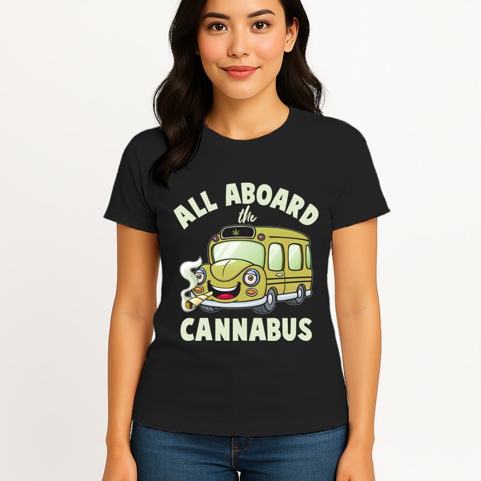 Funny All Aboard The Cannabus Womens T-Shirt