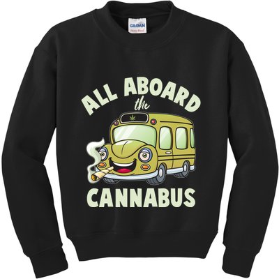 Funny All Aboard The Cannabus Kids Sweatshirt