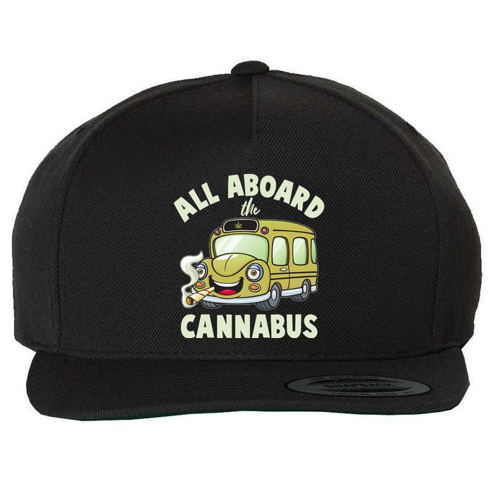 Funny All Aboard The Cannabus Wool Snapback Cap