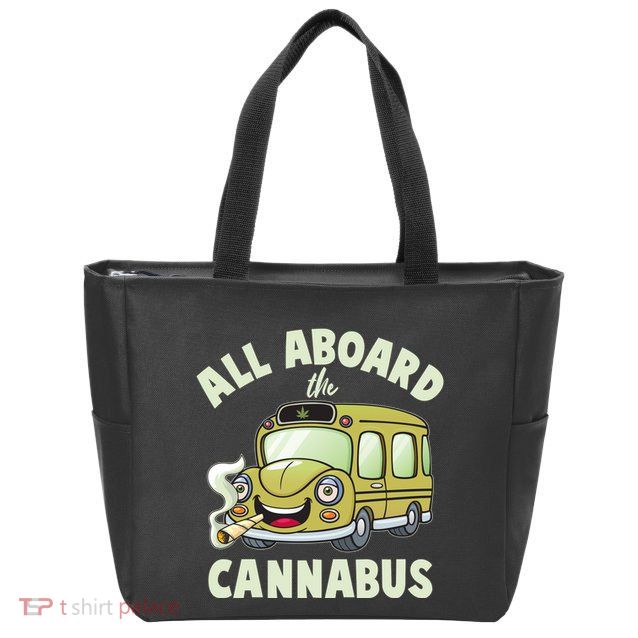 Funny All Aboard The Cannabus Zip Tote Bag