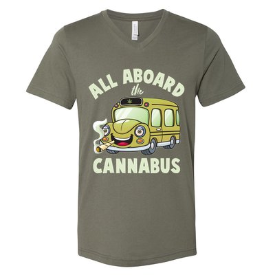 Funny All Aboard The Cannabus V-Neck T-Shirt