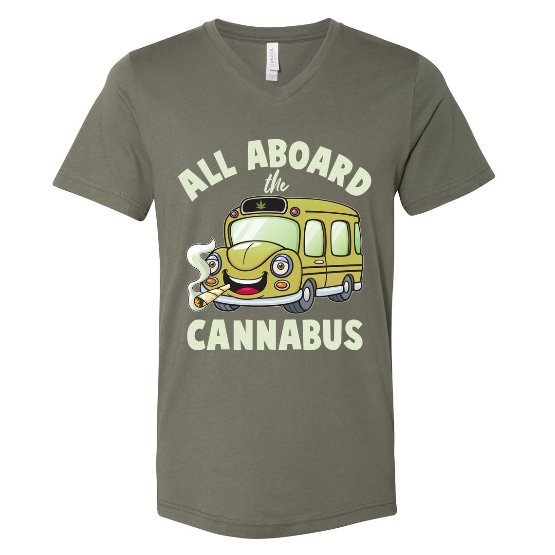 Funny All Aboard The Cannabus V-Neck T-Shirt