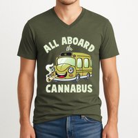 Funny All Aboard The Cannabus V-Neck T-Shirt