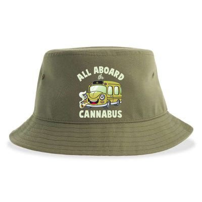 Funny All Aboard The Cannabus Sustainable Bucket Hat