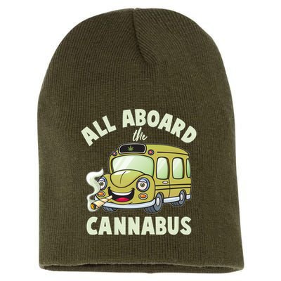 Funny All Aboard The Cannabus Short Acrylic Beanie