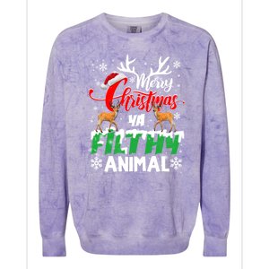 Funny Alone At Home Movies Merry Christmas You Filty Animal Gift Colorblast Crewneck Sweatshirt