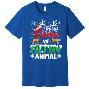 Funny Alone At Home Movies Merry Christmas You Filty Animal Gift Premium T-Shirt