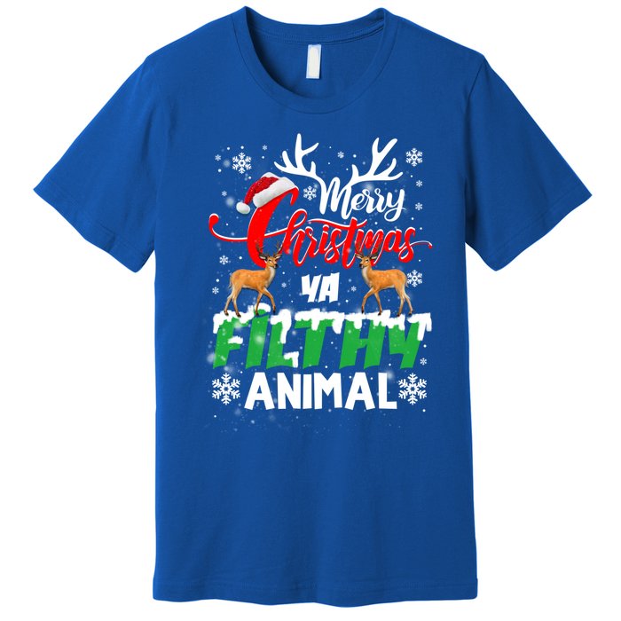 Funny Alone At Home Movies Merry Christmas You Filty Animal Gift Premium T-Shirt