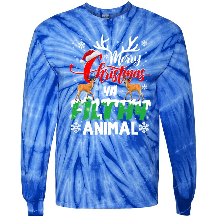 Funny Alone At Home Movies Merry Christmas You Filty Animal Gift Tie-Dye Long Sleeve Shirt