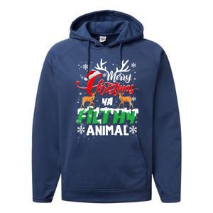 Funny Alone At Home Movies Merry Christmas You Filty Animal Gift Performance Fleece Hoodie