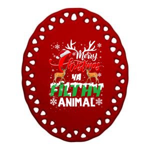 Funny Alone At Home Movies Merry Christmas You Filty Animal Gift Ceramic Oval Ornament